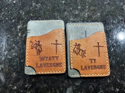 Custom engraved leather item example