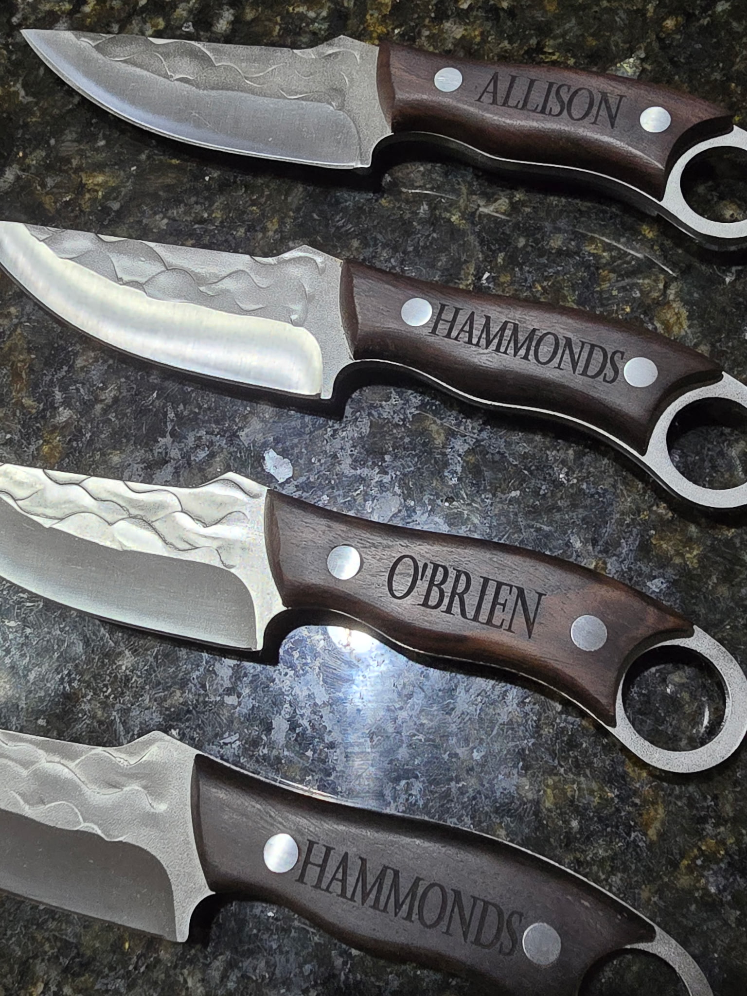 Knives engraved with names