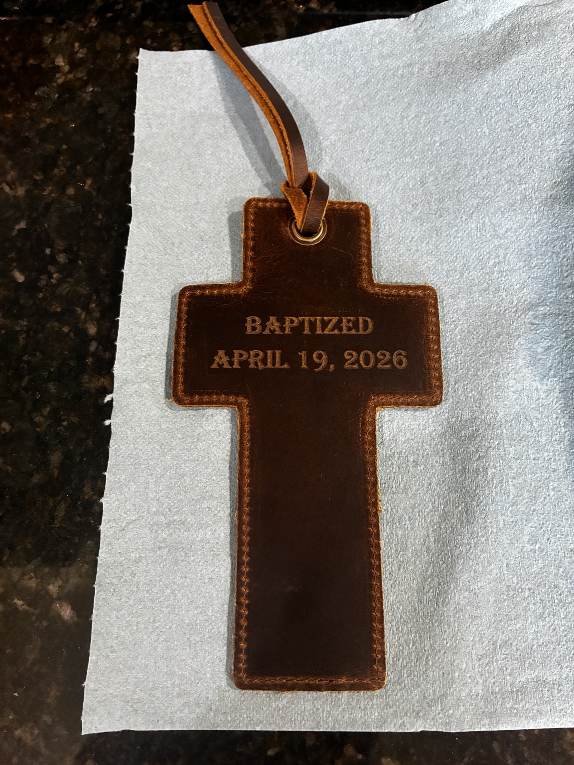 Leather cross bookmark