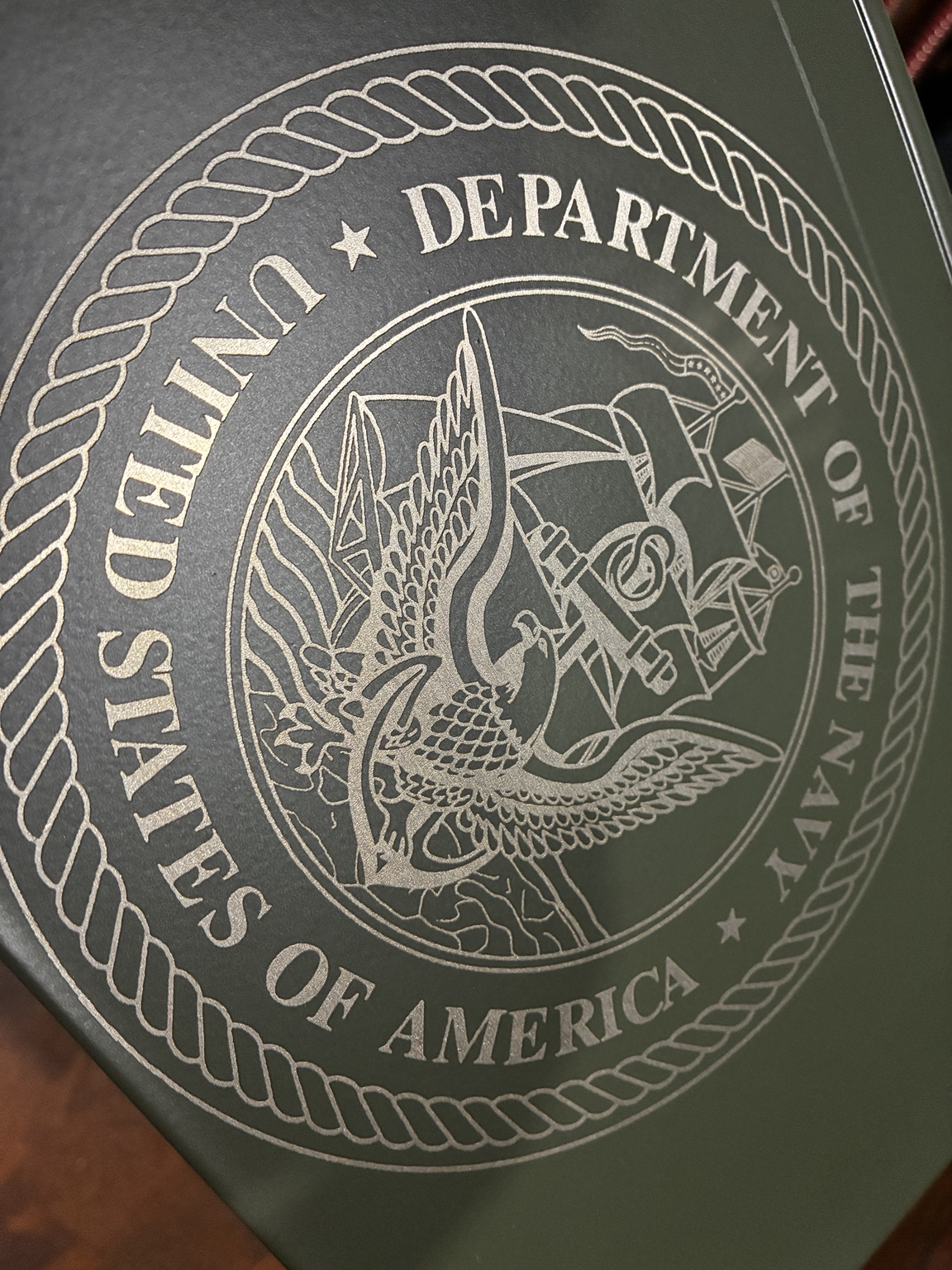 Detailed Department of the Navy engraving